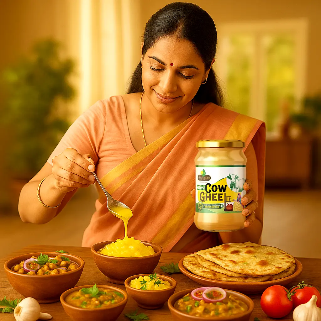 mother serving food with ghee.webp